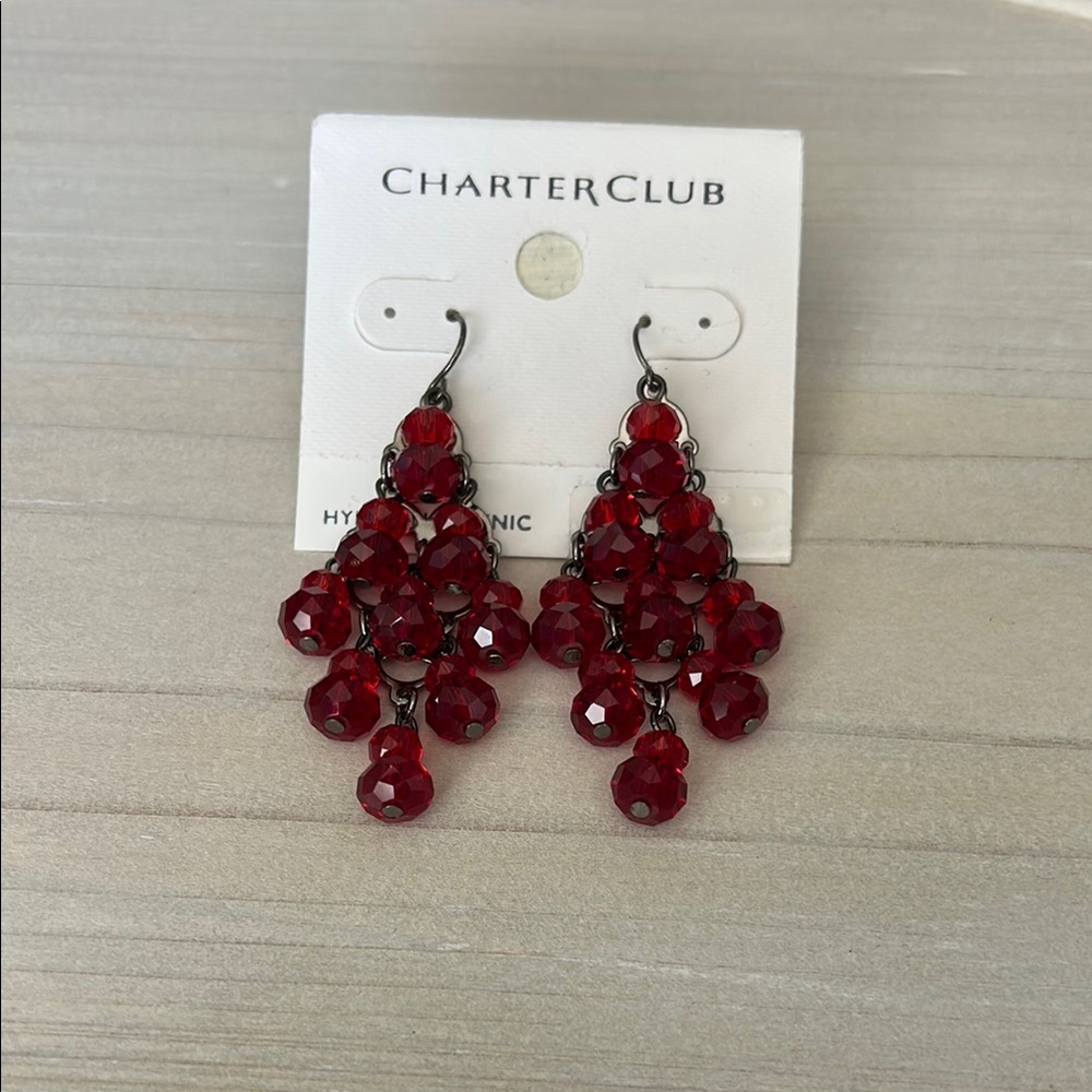 Charter Club Red Chandelier Earrings